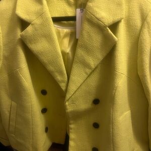 Anthropologie Lemon Double-Breasted Blazer